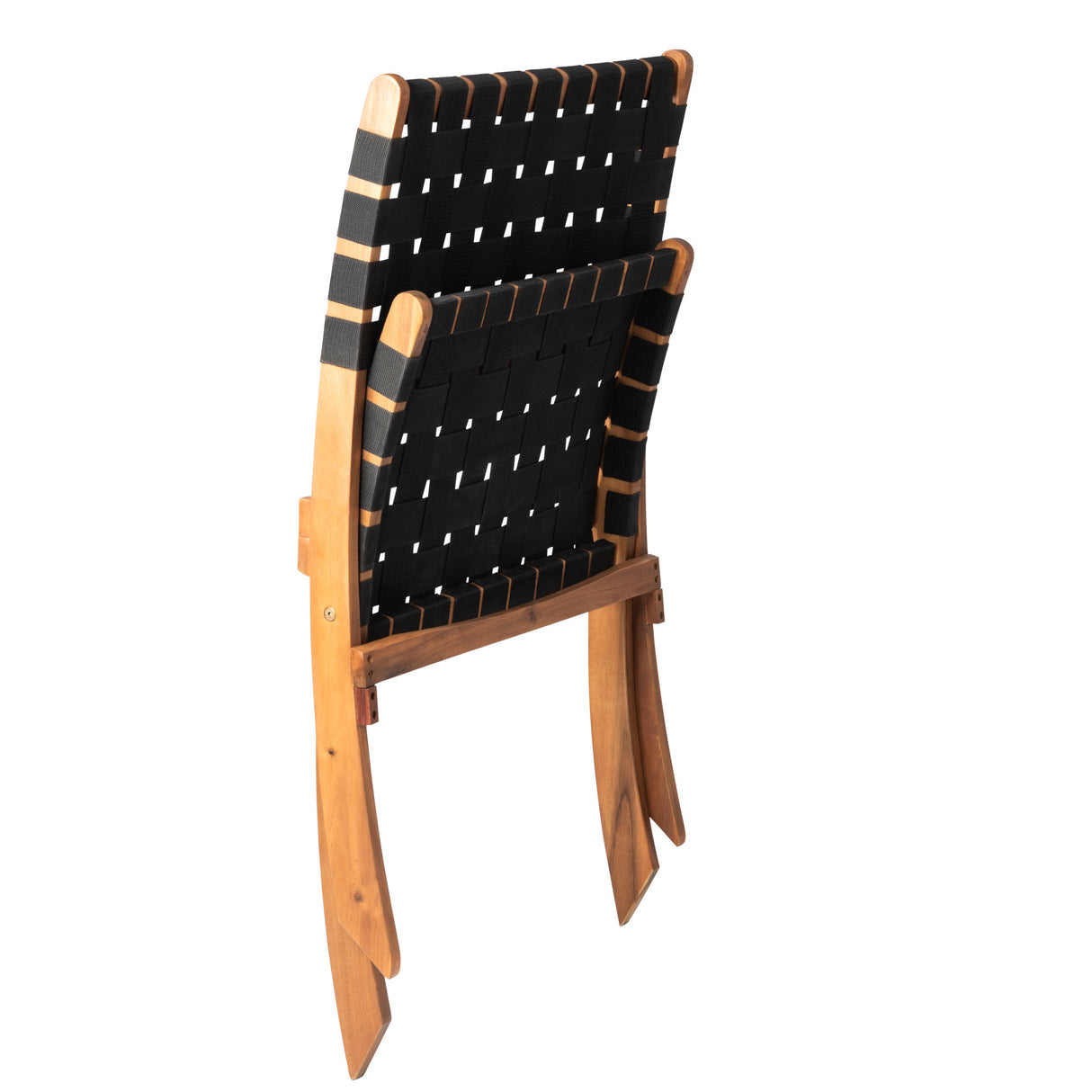 Chair, Outdoor, Folding, Natural Wood Finish, with Black Rope Back & Seat,1 - 1 EACH
