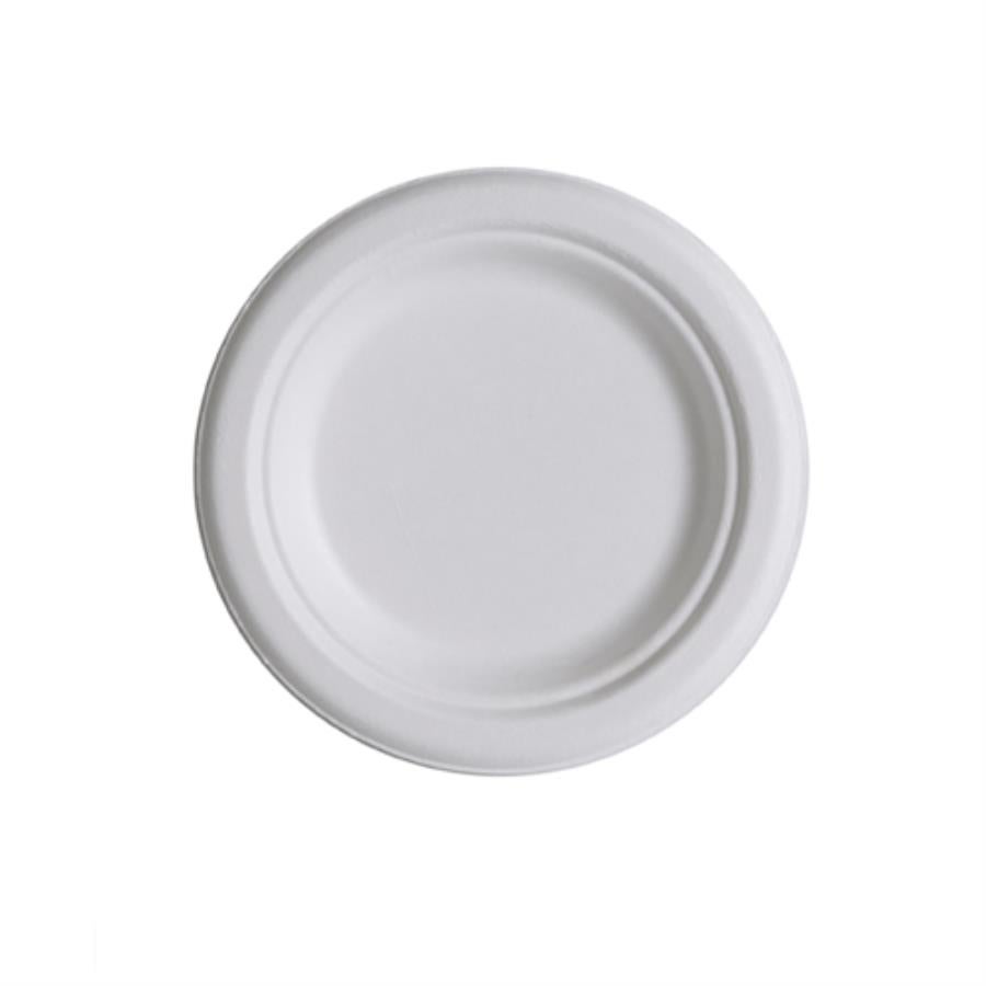 Plates, Food, 6 Inch, Paper, White, Round, Sugarcane, Renewable & Compostable,1000 - 1 EACH