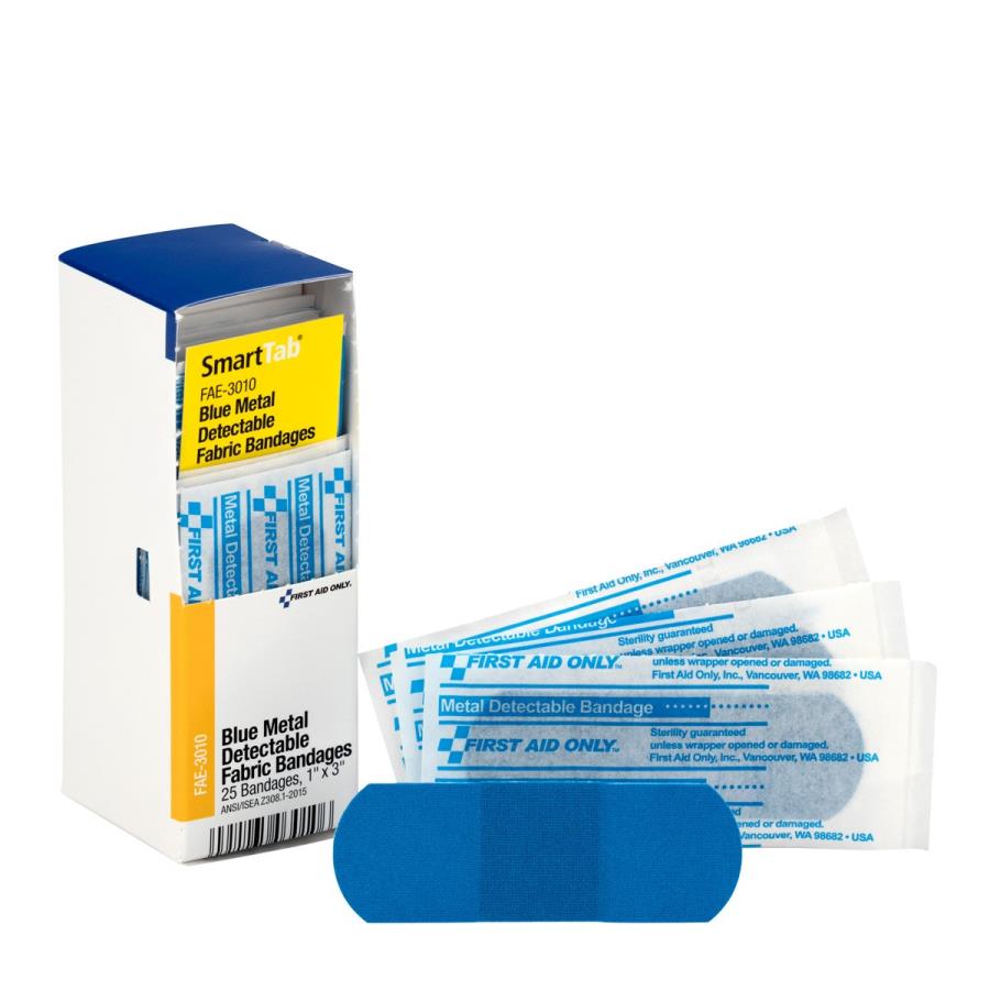Bandages, Metal-Detectable, Adhesive, 1 x 3 Inch,20 - 1 EACH