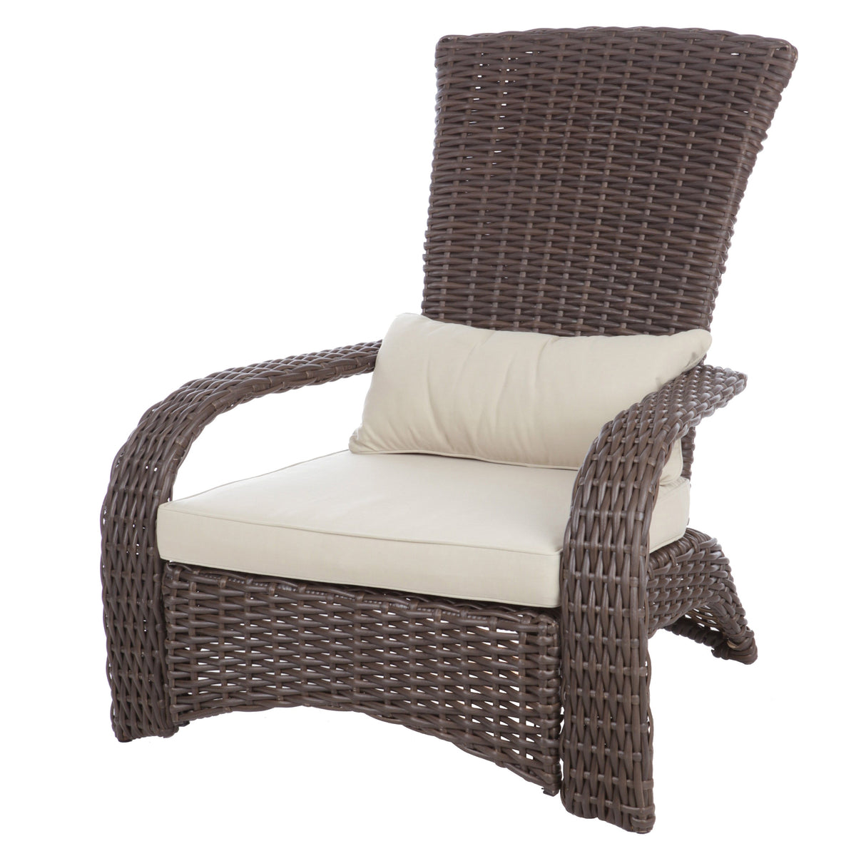 Chair, Outdoor, Brown Wicker, with Beige Cushions,1 - 1 EACH