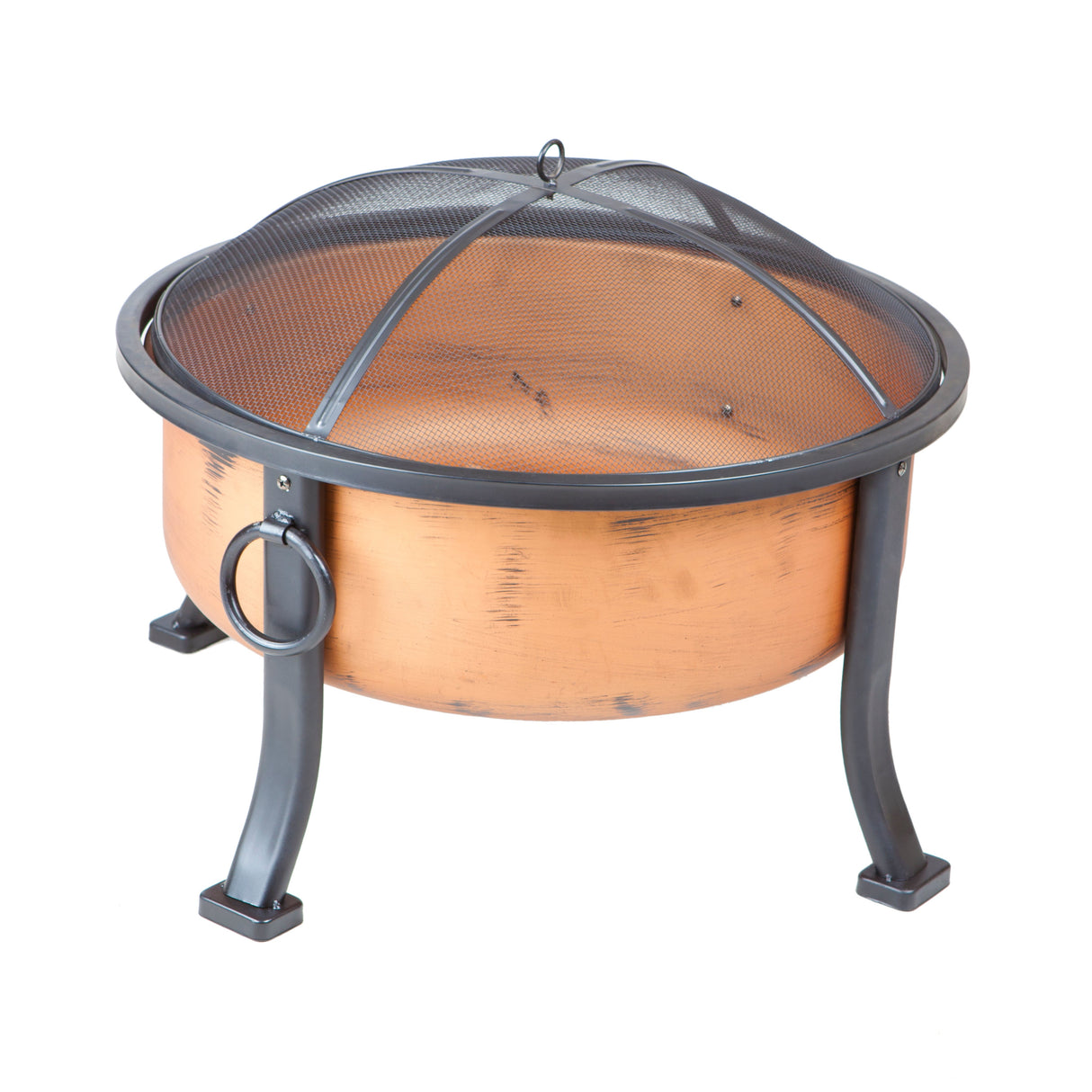 Fire Pit, Raised, Copper & Black, Round, with Mesh Screen,1 - 1 EACH