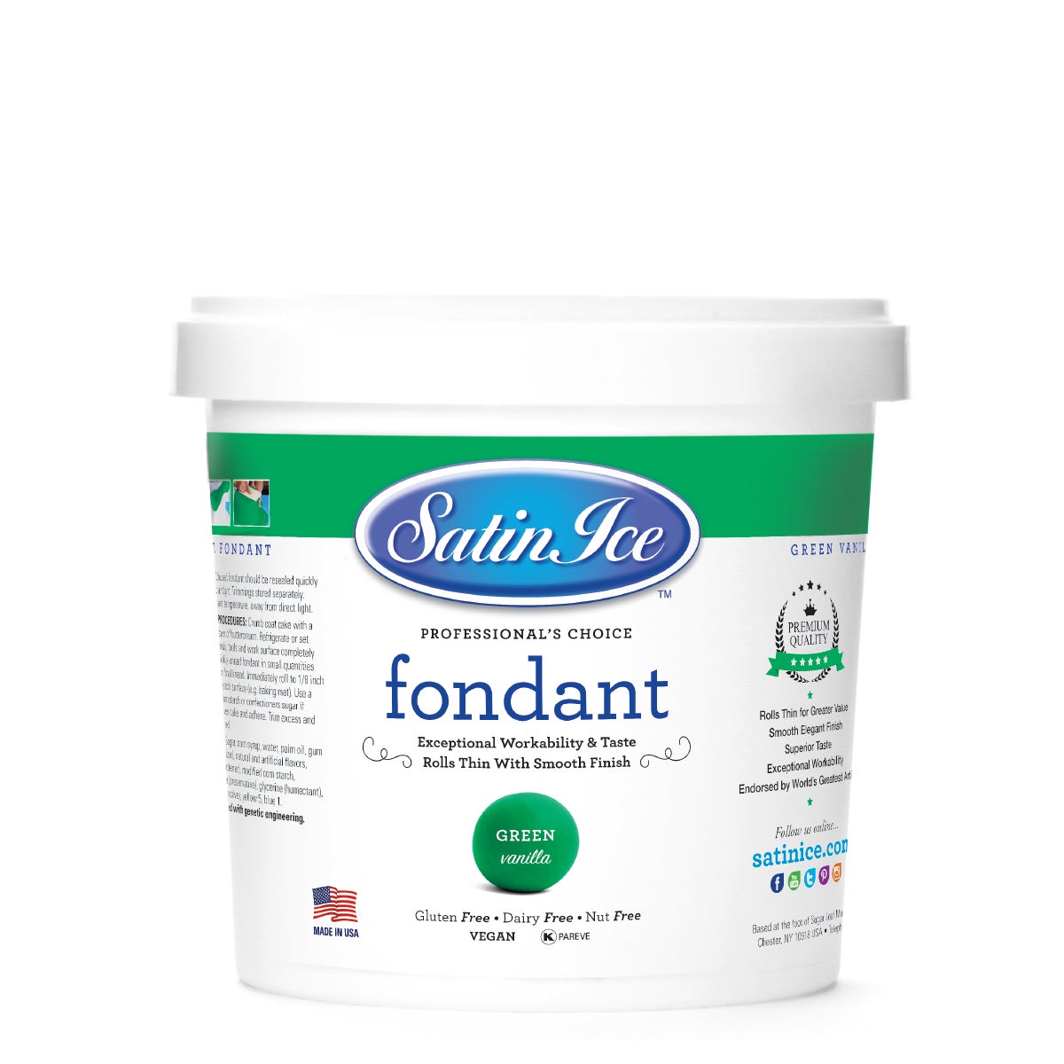 Sugar, Fondant, Rolled, Green Vanilla,10 - 2 POUND