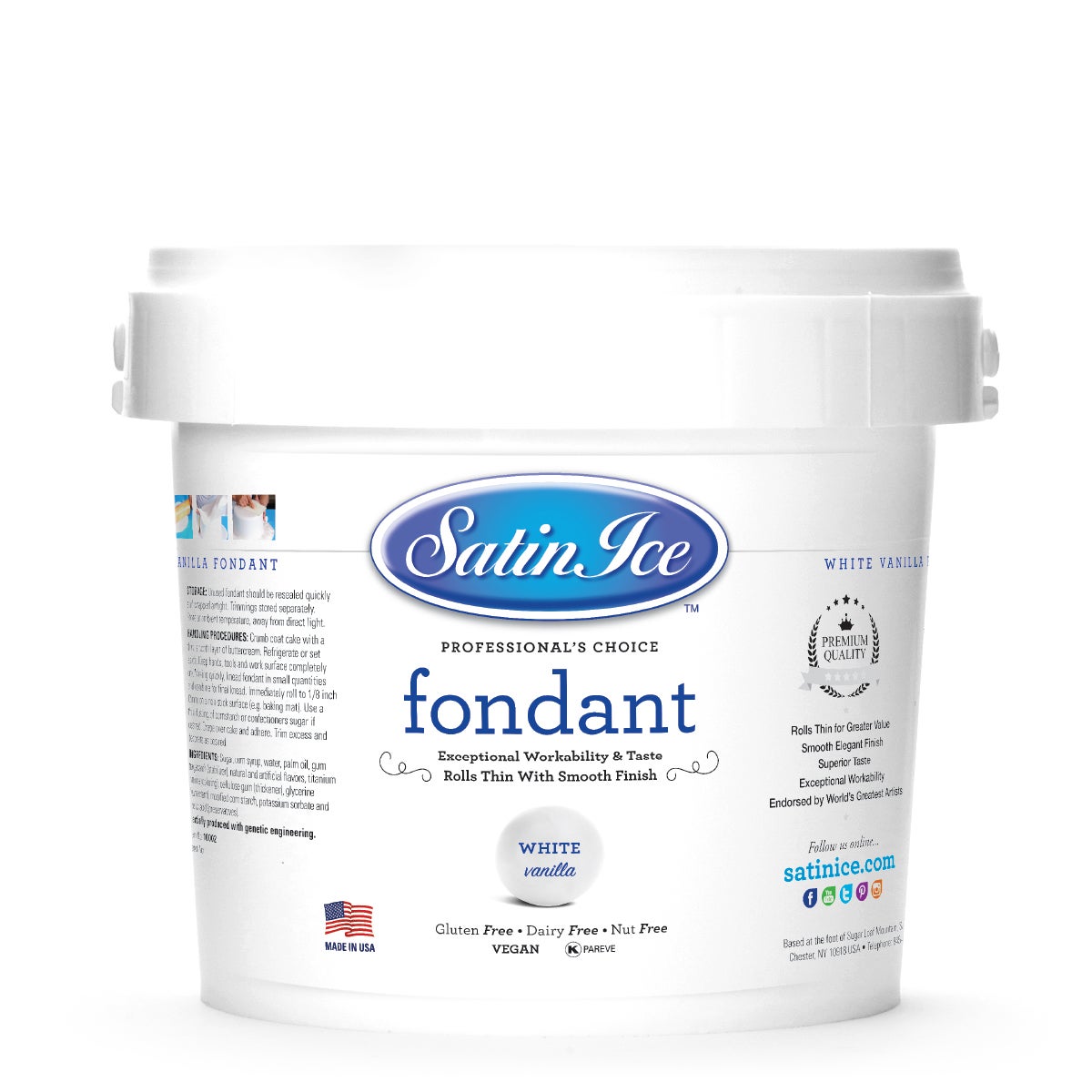 Sugar, Fondant, Rolled, White Vanilla,8 - 5 POUND