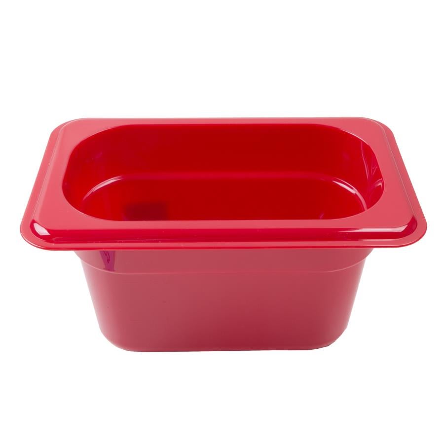 Pan, Food, Ninth-Size 4 Inch Deep, Red, Polycarbonate,1 - 1 EACH