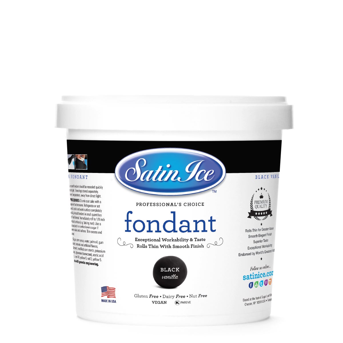 Sugar, Fondant, Rolled, Black Vanilla,10 - 2 POUND