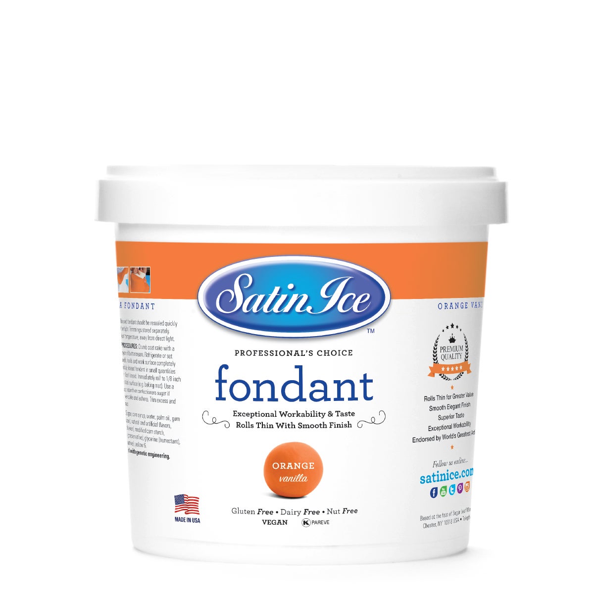 Sugar, Fondant, Rolled, Orange Vanilla,10 - 2 POUND