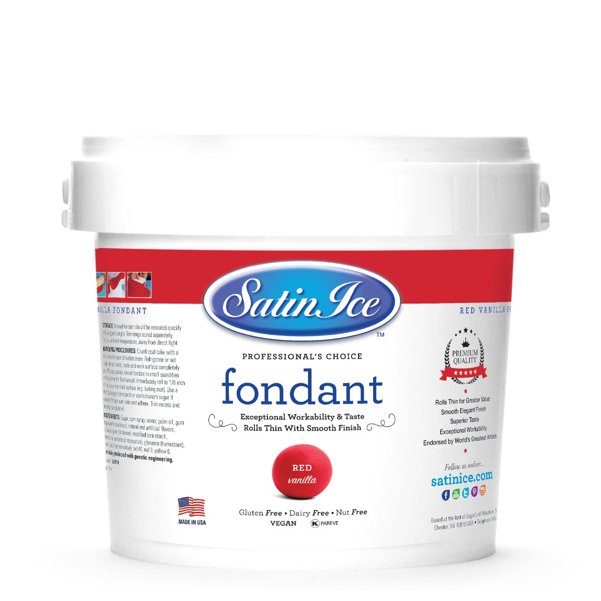 Sugar, Fondant, Rolled, Red Vanilla,8 - 5 POUND
