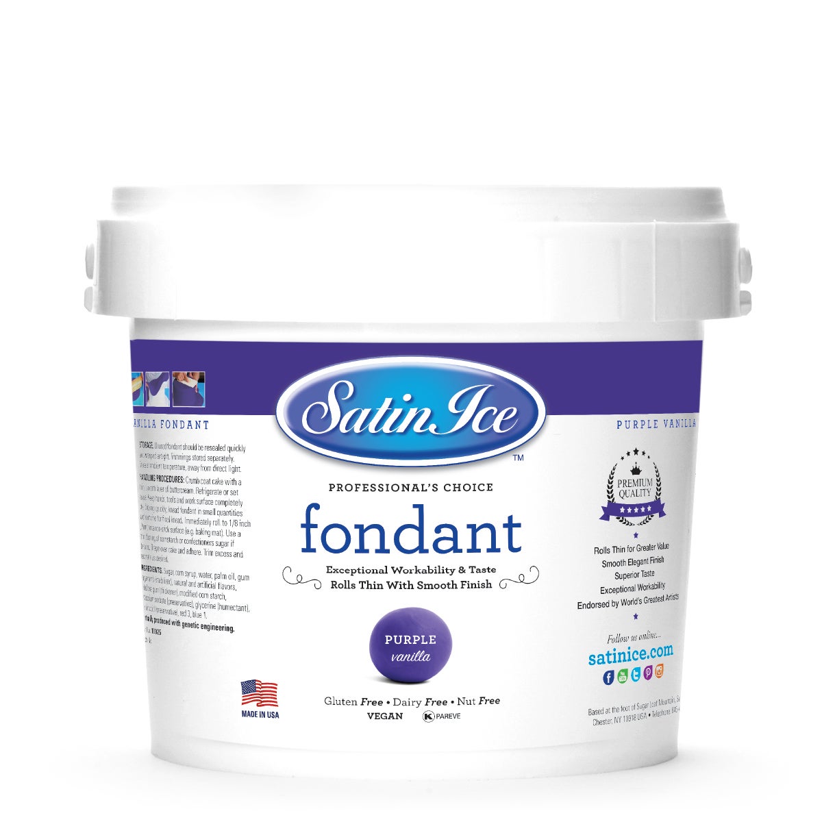 Sugar, Fondant, Rolled, Purple Vanilla,8 - 5 POUND