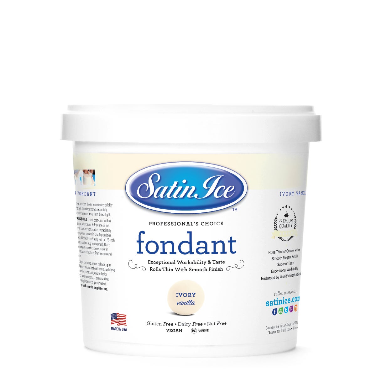 Sugar, Fondant, Rolled, Ivory Vanilla,10 - 2 POUND