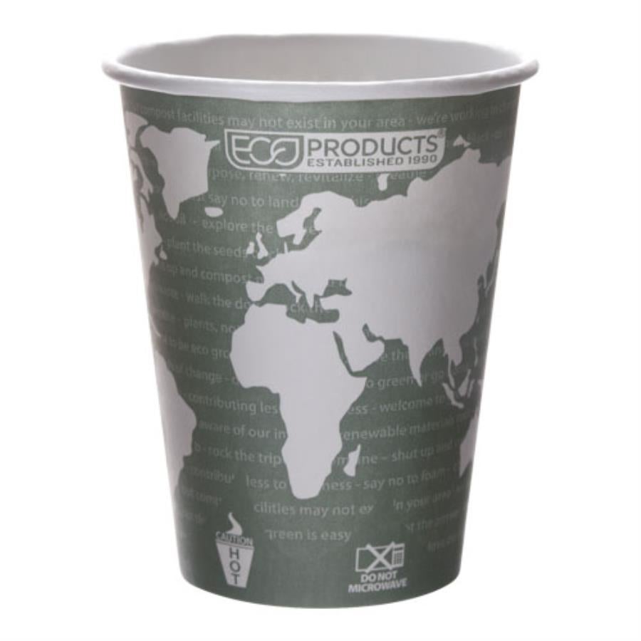 Cups, Hot, 12 Ounce, Paper, Printed, PLA Lined, Renewable & Compostable,1000 - 1 EACH