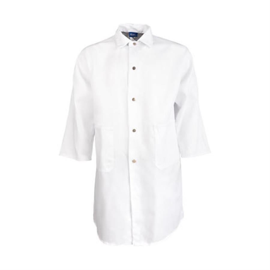 Jacket, Butcher, Long Sleeve, Unisex, White, 2XL, 100% Spun-Polyester,1 - 1 EACH
