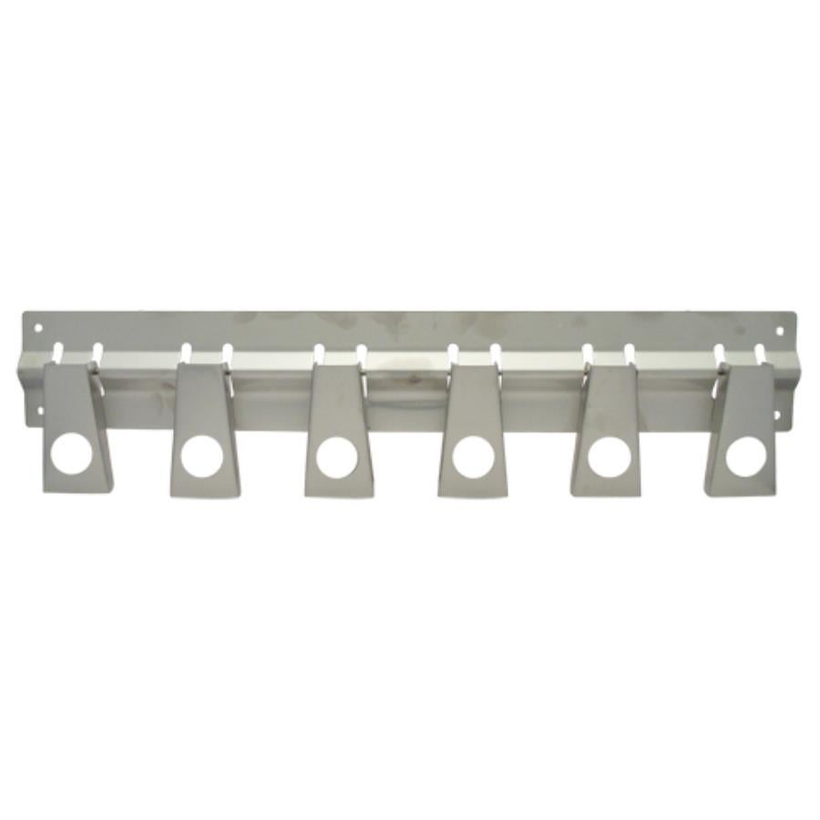 Holder, Mop/Broom, 6-Slot, Stainless Steel, 23.5 Inch, for 1.25 Inch Diameter Handles,1 - 1 EACH