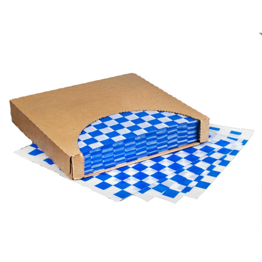 Wraps, Deli, 12 x 12 Inch, Dry-Waxed Paper, Blue Checker,5000 - 1 EACH