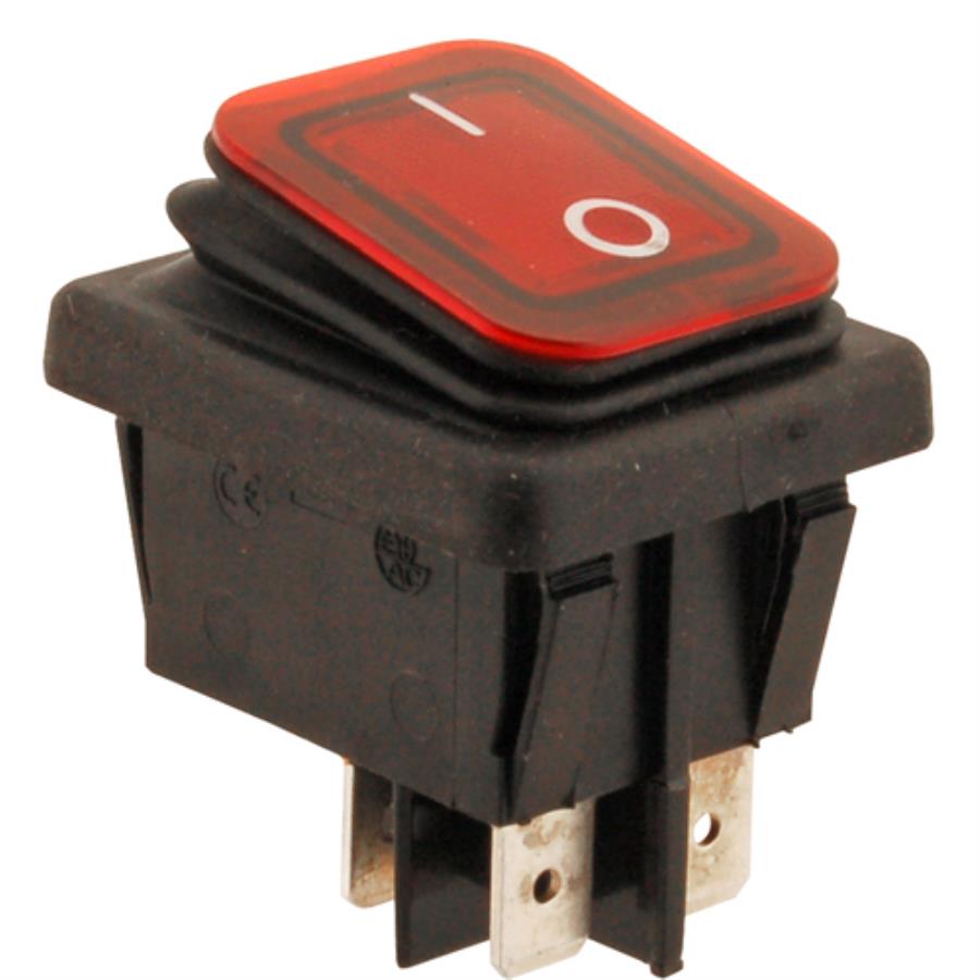 Power Switch, Red & Black Plastic, Fits .88 x 1.19 Inch Openings, for Globe Fryers & Griddles, 120 Volt,1 - 1 EACH