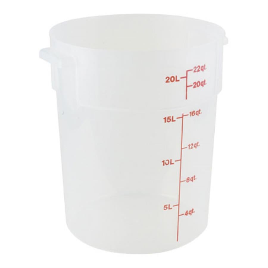 Container, Food Storage, 22 Quart, Round, Translucent, Polypropylene, with Handles & Measurement Gradations,1 - 1 EACH