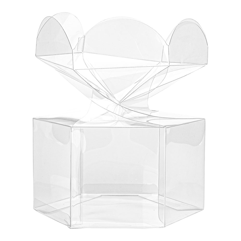 Boxes, Gift, Sweet Vision 2.8 x 2.8 x 2.4 Inch, Plastic, Clear, with Flower Top,1 - 100 COUNT