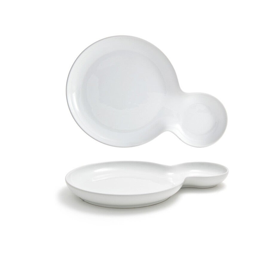Plates, Bento Duo, 6.5 x 10 Inch, Harmony, White, Porcelain, 10 Linear Inch,6 - 1 EACH