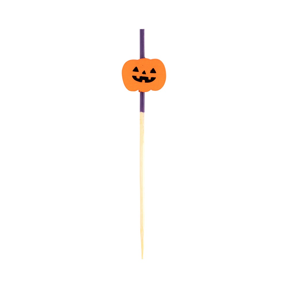 Skewers, Jack-o-lantern, 4 inch, Bamboo, Orange, 4 Linear Inch,1 - 1000 COUNT