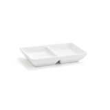 Dishes, 2 Compartment, 2 Ounce, White, Porcelain, 2.75 x 4.75 Inch, Rectangular, Stackable,12 - 1 COUNT