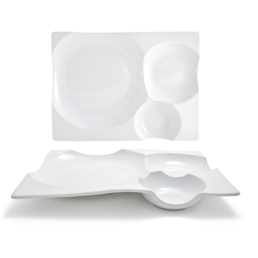 Plates, Bento, Harmony, 12 x 9 Inch, White, Rectangular,4 - 1 EACH
