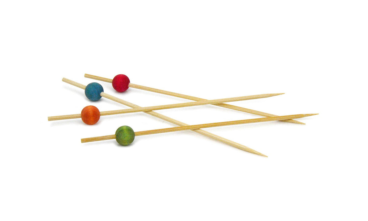 Picks, Ball, 4.5 Inch, Wood, Natural & Black, 4.5 Linear Inch,6 - 100 COUNT