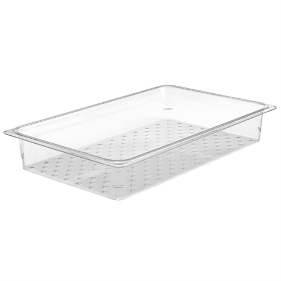 Colander, Food Pan, Full Size 3 Inch, Clear, Polycarbonate,1 - 1 EACH
