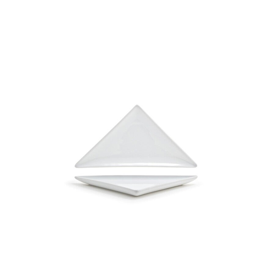 Plates, Triangular, 4 x 7.5 Inch, Mod, White, Porcelain,12 - 1 EACH