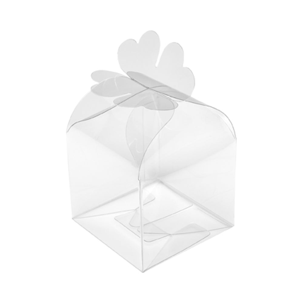 Boxes, Gift, Sweet Vision 2.8 x 2.8 x 2.4 Inch, Plastic, Clear, with Clover Leaf Top,1 - 100 COUNT