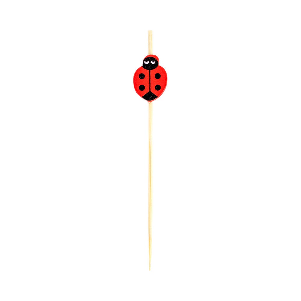 Skewers, Ladybug, 4 Inch, Bamboo, 4 Linear Inch,1 - 1000 COUNT