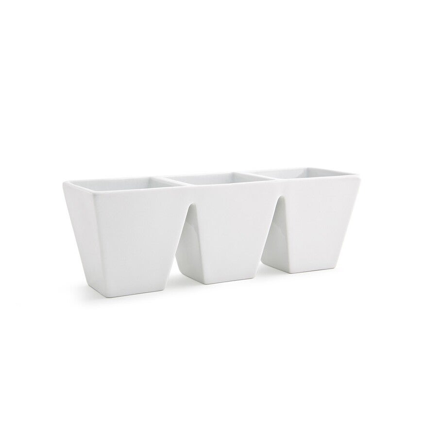 Bowls, 3 Compartment, Kyoto, 6 Ounce, White, Rectangular,6 - 1 EACH