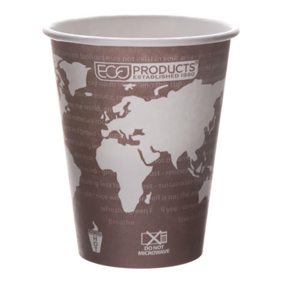 Cups, Hot, 8 Ounce, Paper, Printed, PLA Lined, Renewable & Compostable,1000 - 1 EACH