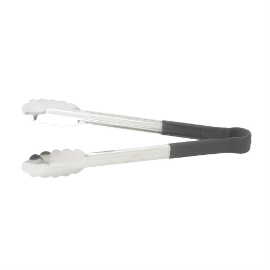 Tong, 9 Inch, Stainless Steel, with Rubber Grip, Black,1 - 1 EACH