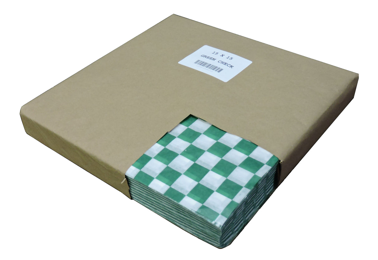 Wraps, Deli, 15 x 15 Inch, Green Checker,3 - 1000 COUNT