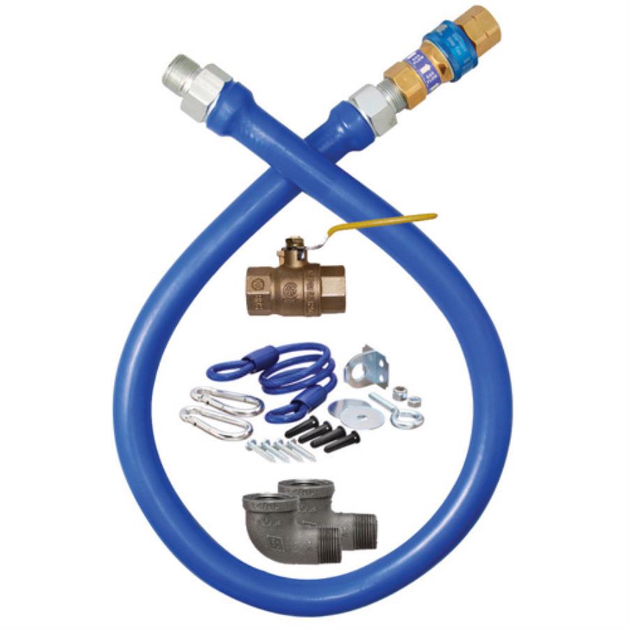 Hose Connector Kit, Gas, 1 x 48 Inch, with Quick Disconnect/Gas Ball Valve/90 Degree Elbows/Retraining Cable/ Hardware,1 - 1 EACH