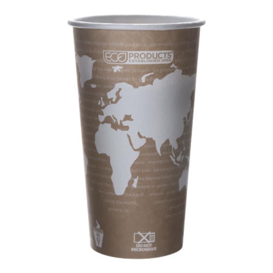 Cups, Hot, 20 Ounce, Paper, Printed, PLA Lined, Renewable & Compostable,1000 - 1 EACH