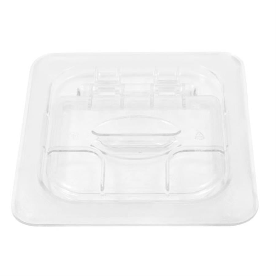 Lid, 6.375 x 6.937 Inch Clear, Polycarbonate, with Hinge, for Sixth-Size Food Pan,1 - 1 EACH