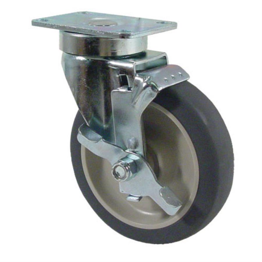 Caster, Swivel Plate, 5 Inch, with Break, for Cart & Shelf,1 - 1 EACH