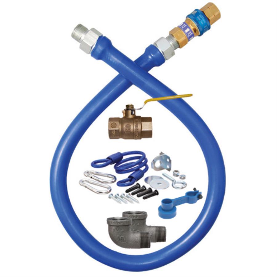 Hose Connector Kit, Gas, .75 x 48 Inch, with Quick Disconnect/Gas Ball Valve/90 Degree Elbows/Retraining Cable/ Hardware/ Restraining Device,1 - 1 EACH