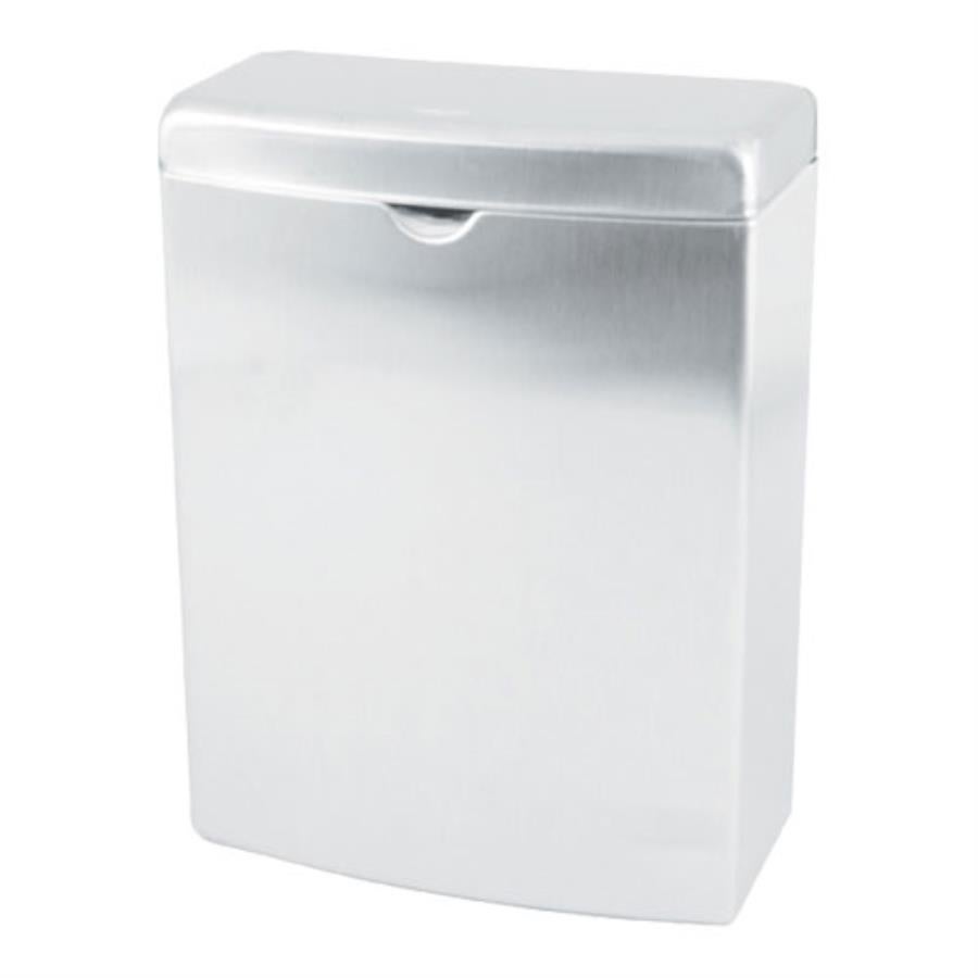 Receptacle, Sanitary Napkin, 1 Gallon, Rectangular, Wall-Mounted, Stainless Steel, 7.5 x 3.1875 x 10 Inch,1 - 1 EACH