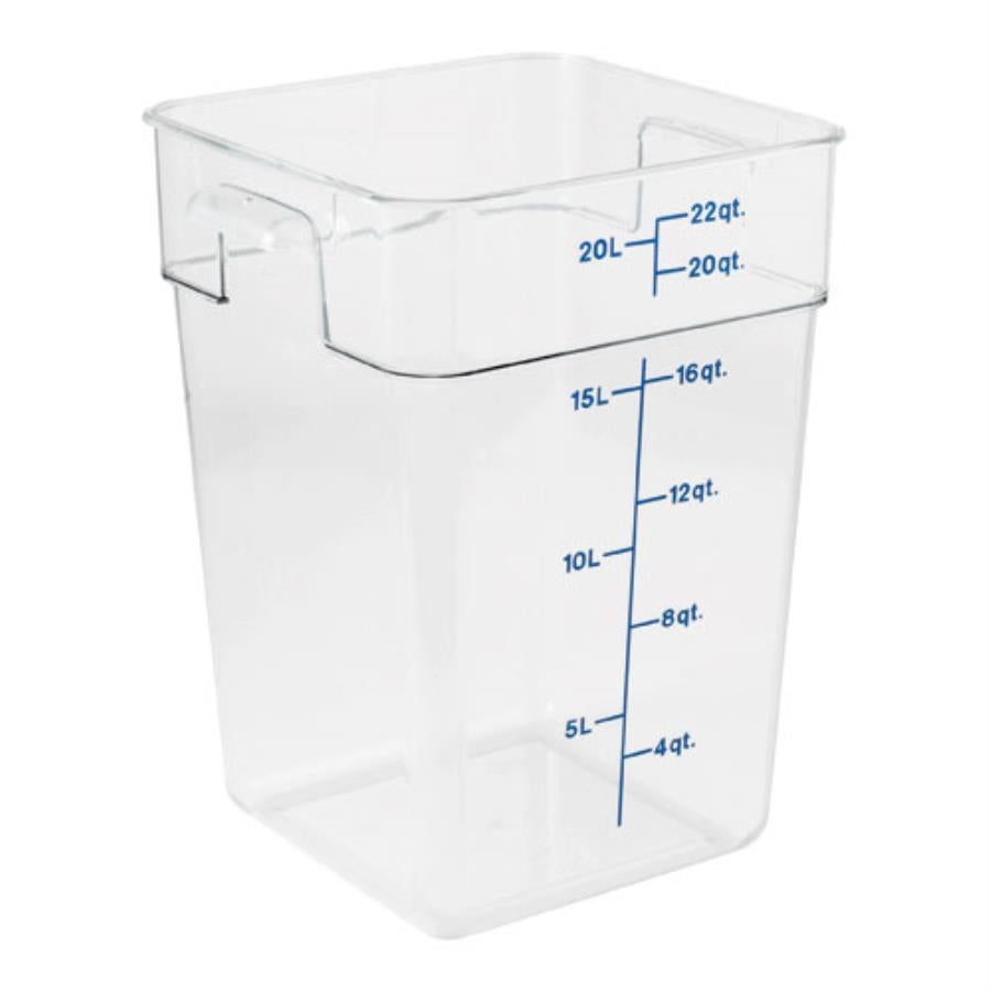 Container, Food Storage, 22 Quart, Square, Clear, Polypropylene, with Handles & Measurement Gradations,1 - 1 EACH