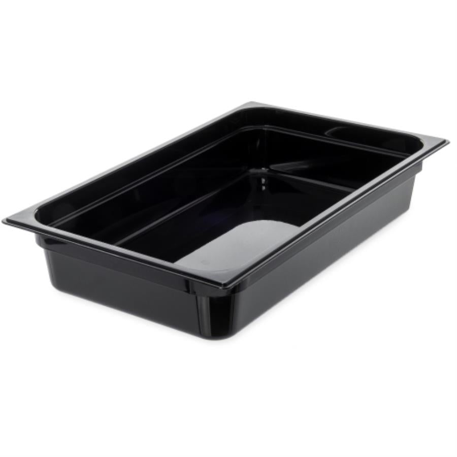 Pan, Food, Full-Size 4 Inch, 20.75 x 12.75 Inch Black, High Heat Plastic,6 - 1 EACH