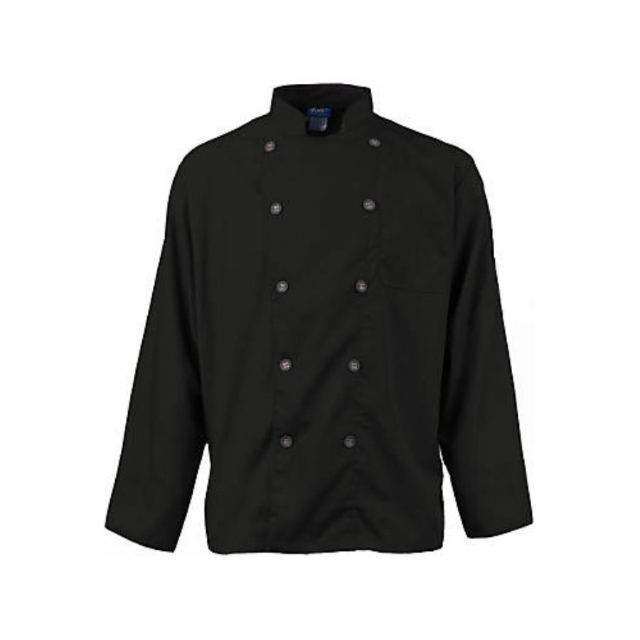 Jacket, Chef, Active, Men's, Black, Small, 100% Spun-Polyester,1 - 1 EACH