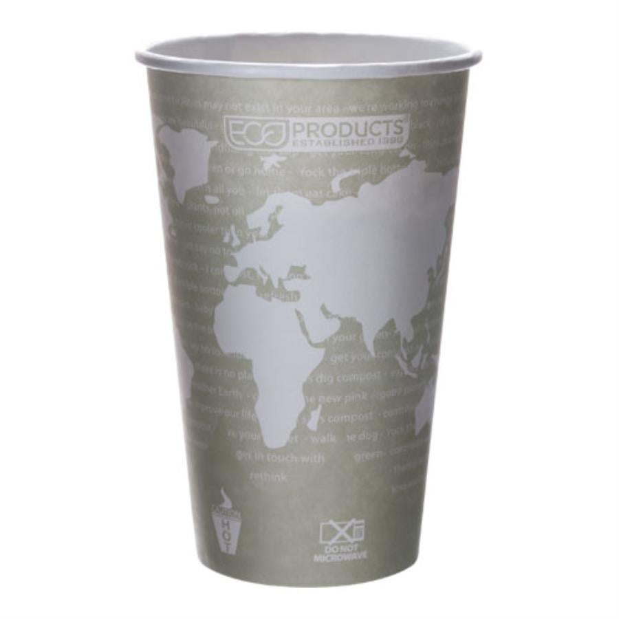 Cups, Hot, 16 Ounce, Paper, Printed, PLA Lined, Renewable & Compostable,1000 - 1 EACH