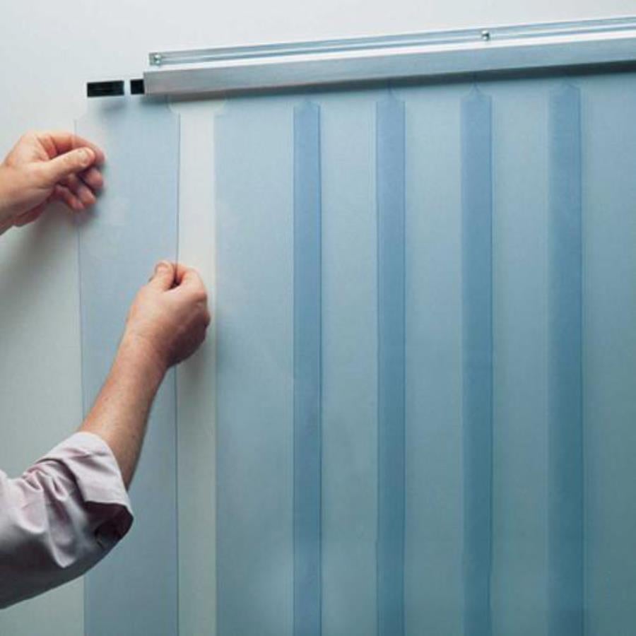 Strip Curtain Kit, Cooler/Freezer, 38 x 84 Inch, with Aluminum Track/Strips/Hardware, Blue, Vinyl,1 - 1 EACH