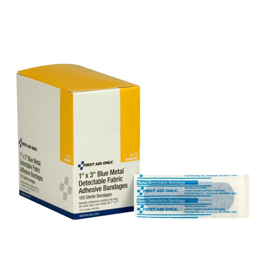 Bandages, Metal-Detectable, Adhesive, 1 x 3 Inch,100 - 1 EACH