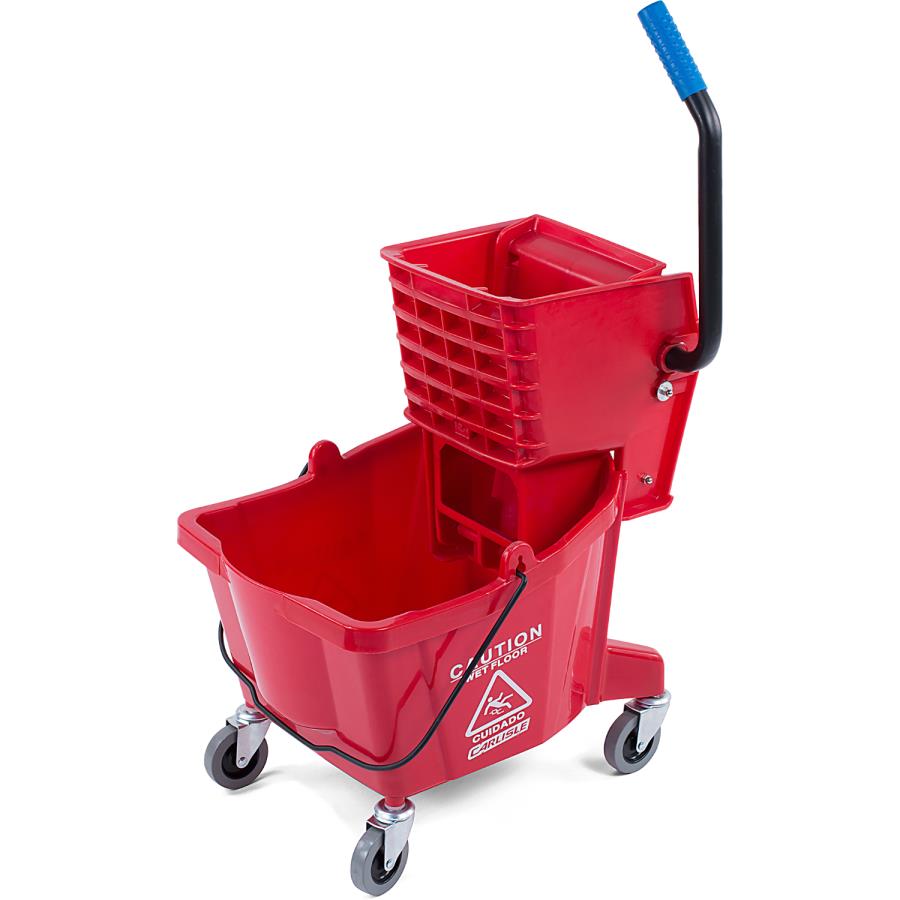 Bucket & Wringer, Mop, Down-Press, 26 Quart, Red,1 - 1 EACH