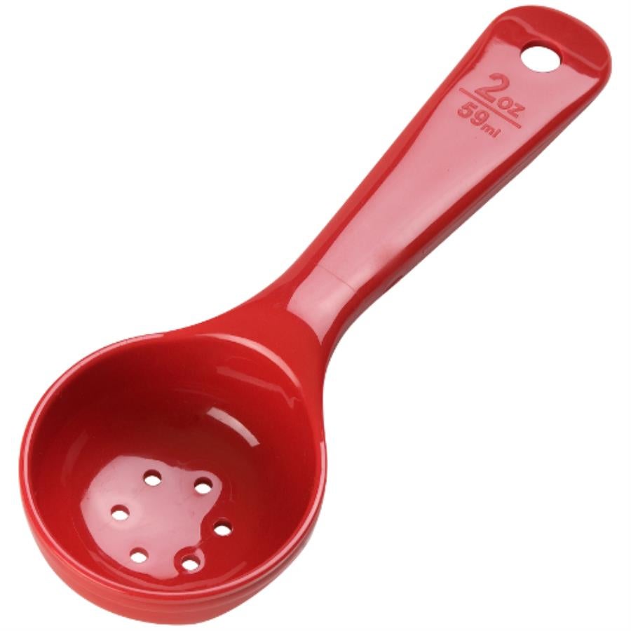 Spoon, Portion, Perforated, 2 Ounce, Red, Polycarbonate, Short Handle,1 - 1 EACH