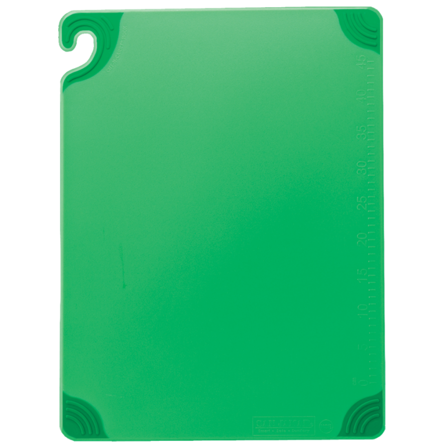 Cutting Board, Green, Co-Polymer, 15 x 20 x .5 Inch, with Non-Slip Grip & Hanging Hook,1 - 1 EACH