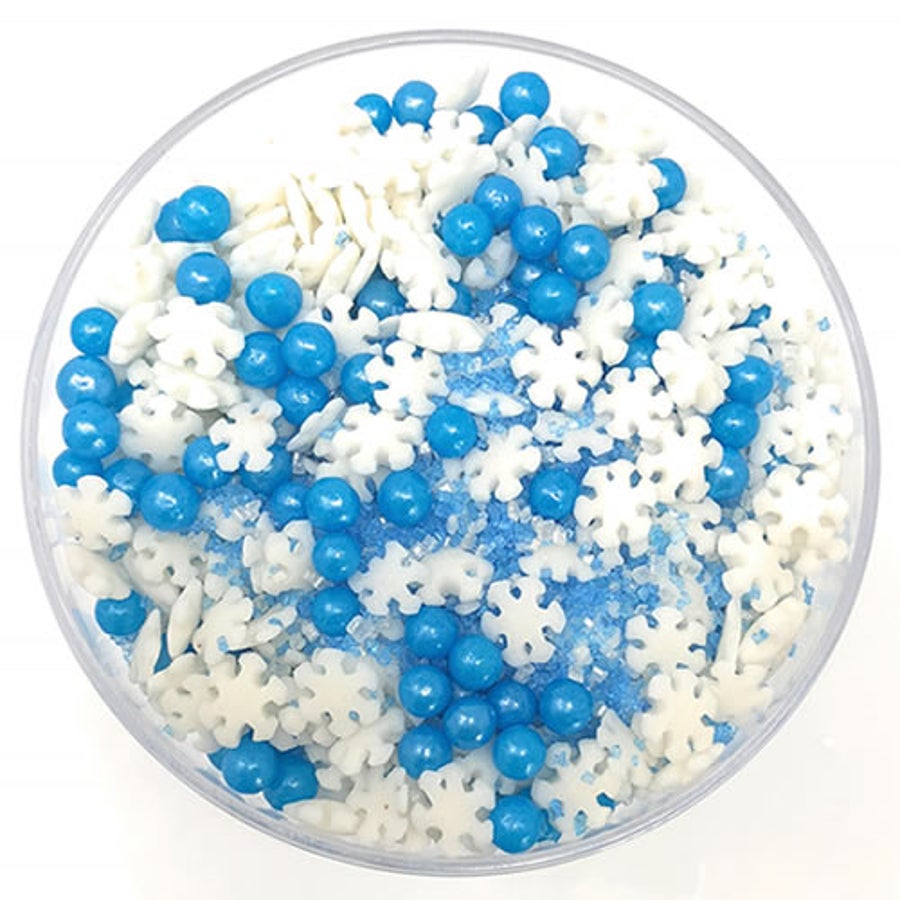 Sprinkle Mix, Winter Wonderland, White Snowflake Shaped/Blue Pearl,6 - 1 POUND