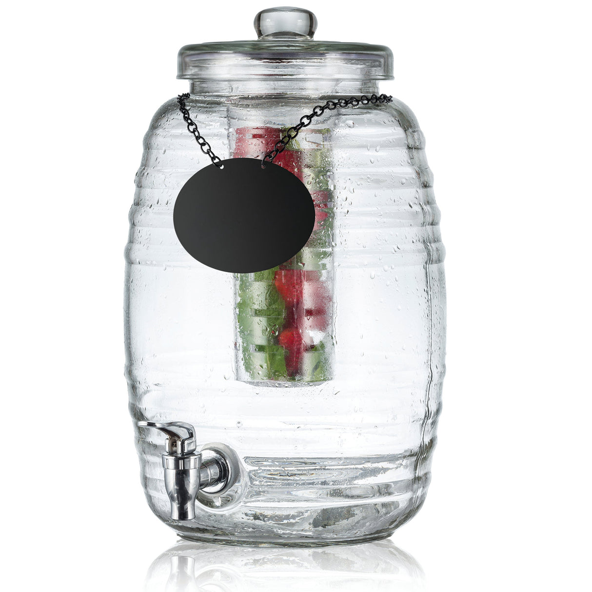 Beverage Dispenser, Beehive, 2.5 Gallon, Glass, with Infuser/Ice Core/Chalkboard,1 - 1 EACH